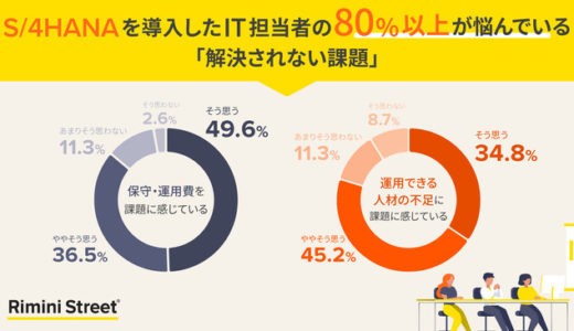 S/4 HANAを導入したIT担当者の8割以上が「保守・運用費」「人材不足」に課題【日本リミニストリート調査】